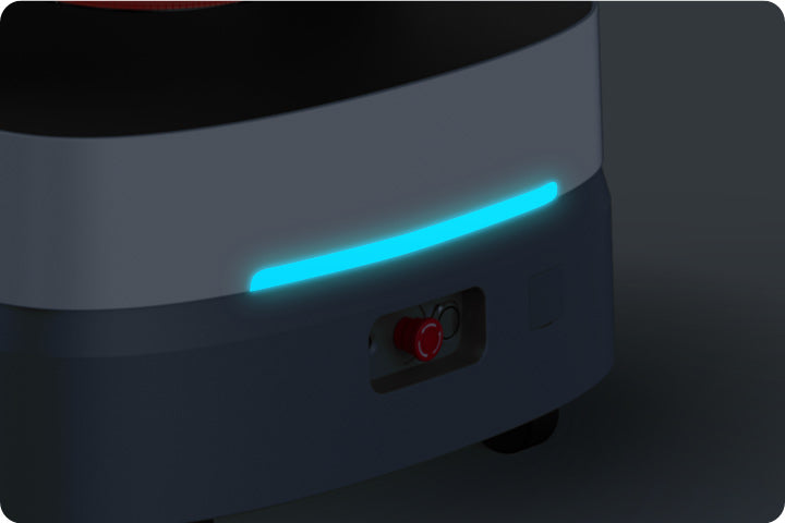 Leuchtendes LuckiBot LED Band am unteren Gehäuse zur optischen Statusanzeige bei Betrieb