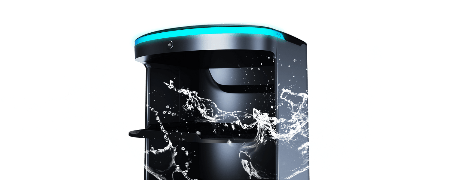 Wasserfester Serviceroboter mit abweisender Oberfläche und modernem Design für nasse Umgebungen