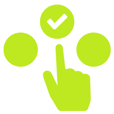 Hand wählt Symbol mit Haken als Entscheidungsauswahl