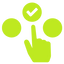 Hand wählt Symbol mit Haken als Entscheidungsauswahl