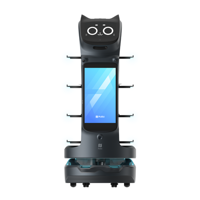 BellaBot Pro Serviceroboter mit Display und Katzenkopf zur Navigation in Gastronomie & Handel
