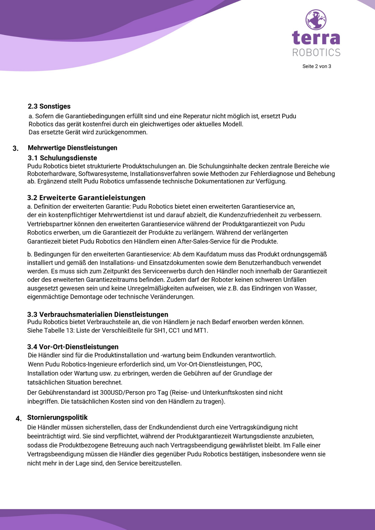 Terra Robotics Maintenance Agreement – Seite 2