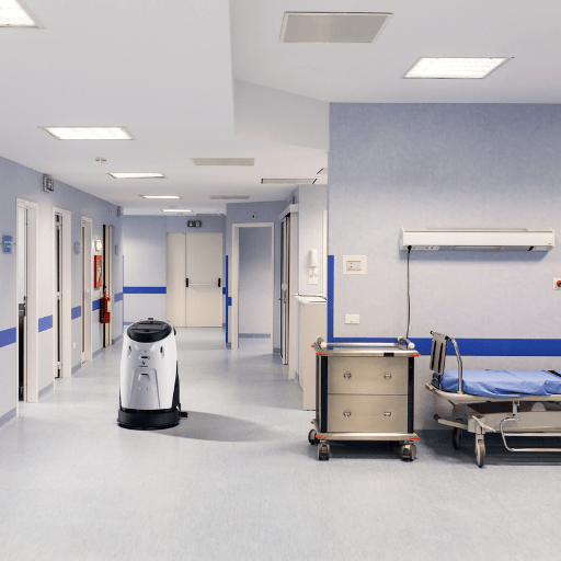 Gausium Scrubber 50 Roboter reinigt zuverlässig sterile Krankenhausflure mit höchster Präzision