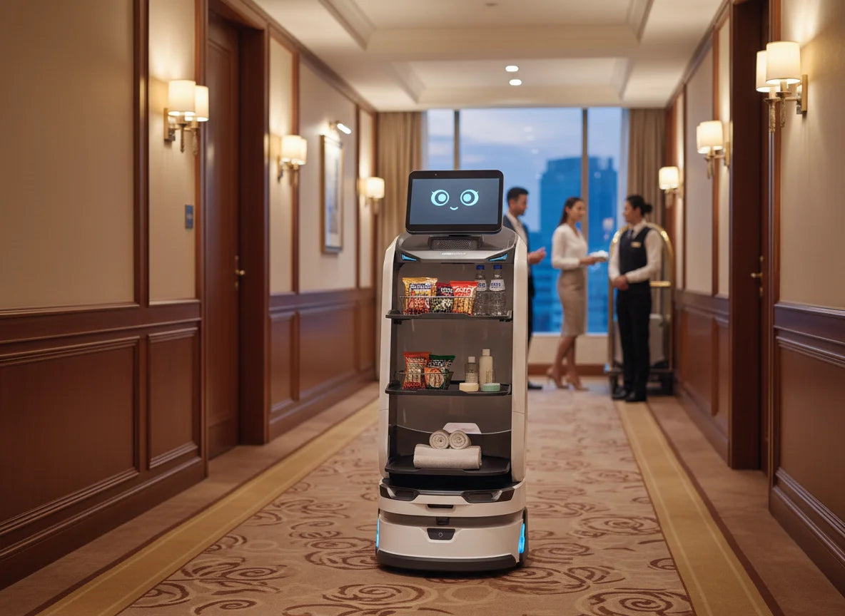 OrionStar LuckiBot Pro Premium-Serviceroboter für Hotel-Hospitality und automatisierten Zimmerservice.