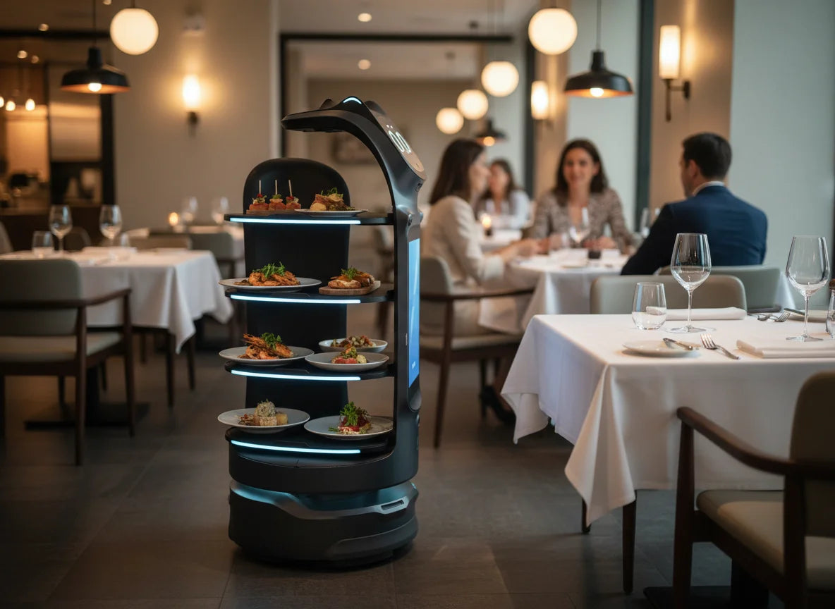 PUDU BellaBot Pro Servierroboter in der Gastronomie zur Entlastung des Servicepersonals.