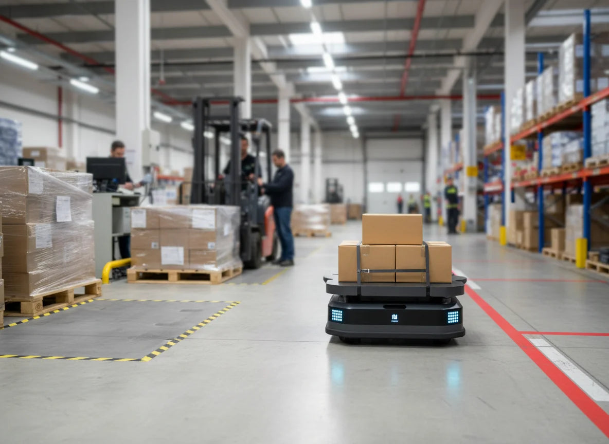 PUDU T600 Transportroboter bei der automatisierten Produktionsversorgung zur effizienten Belieferung von Fertigungslinien.