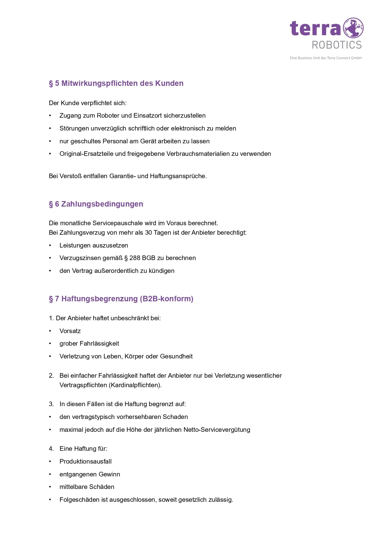 Wartungsvertrag Terra Robotics – Seite 3