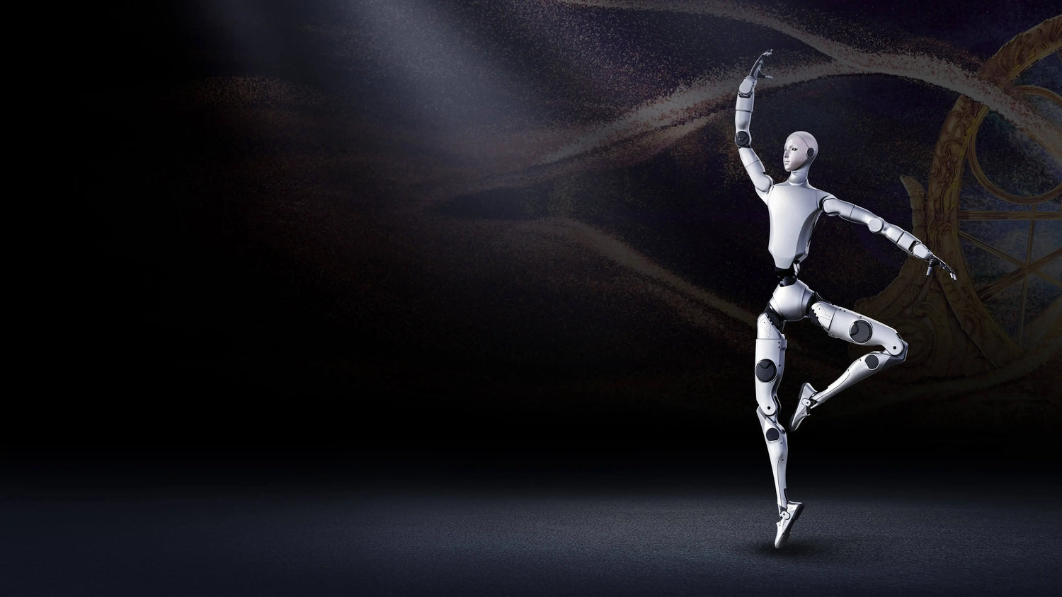 Humanoider Roboter Unitree H2 tanzt elegant im Scheinwerferlicht auf dunkler Bühne bei Terra Robotics