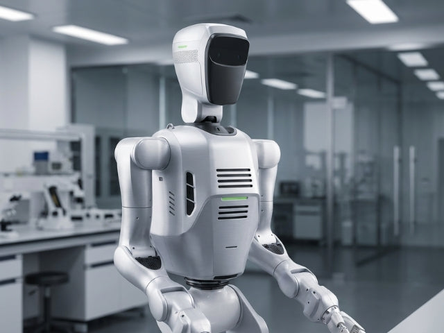 DOBOT Atom W humanoider Roboter mit Umgebungserfassung und Sensorik für autonome Wahrnehmung in einer Laborumgebung