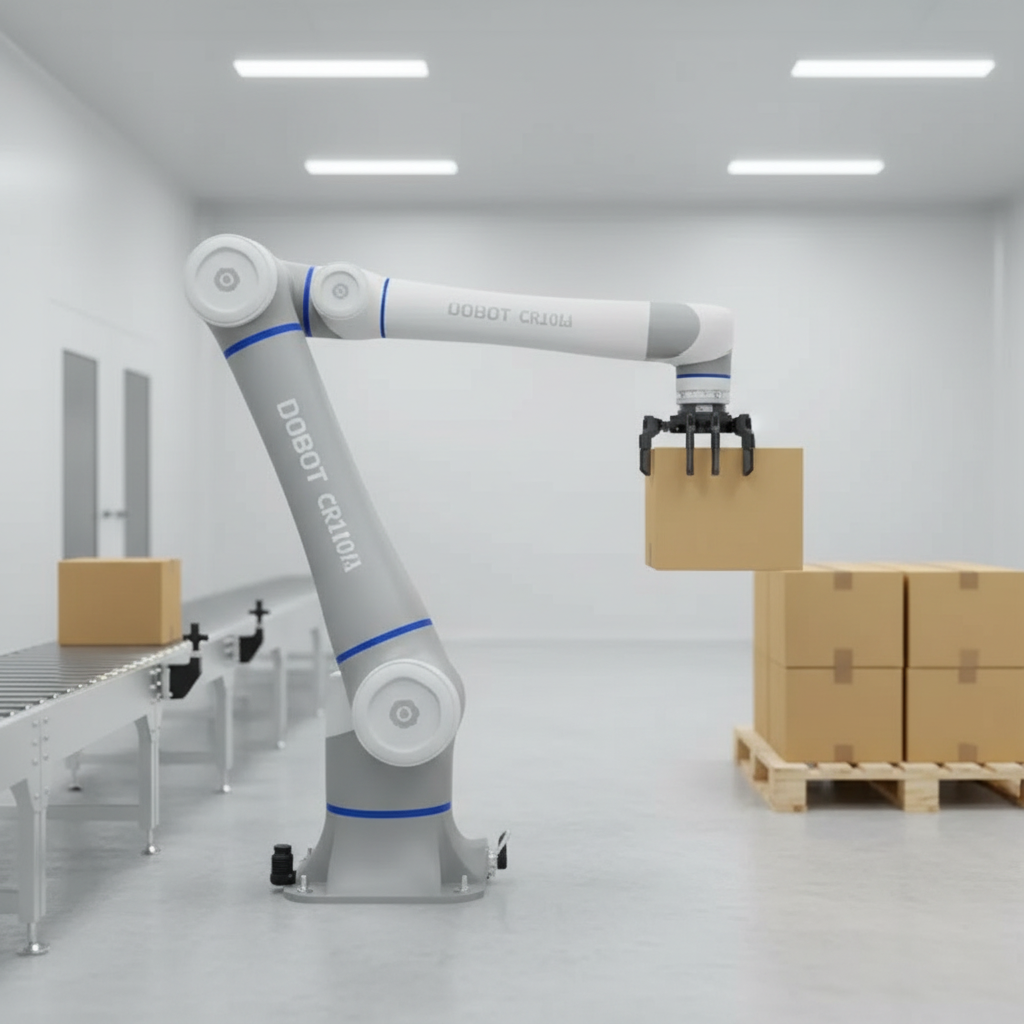Nahaufnahme des DOBOT CR10A Flansches zur Veranschaulichung der Flexibilität beim Werkzeugwechsel.