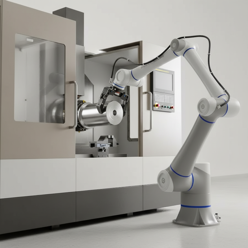 DOBOT CR10A Roboterarm integriert in eine Intralogistik-Lösung mit einer mobilen Transportplattform.