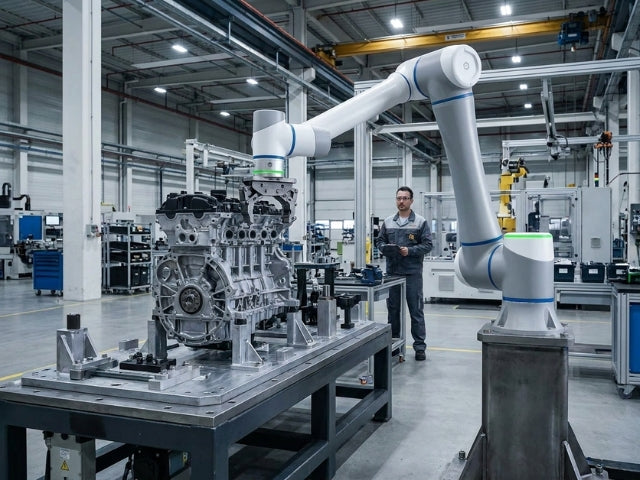 DOBOT CR20A bei der Montage eines großformatigen Industriebauteils