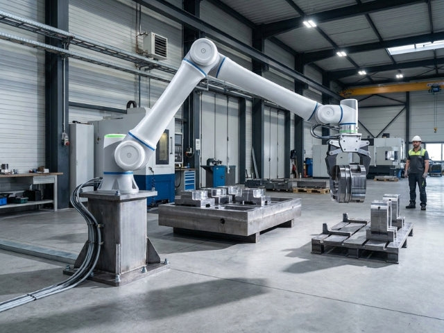 DOBOT CR20A beim schweren Pick-and-Place eines Metallbauteils