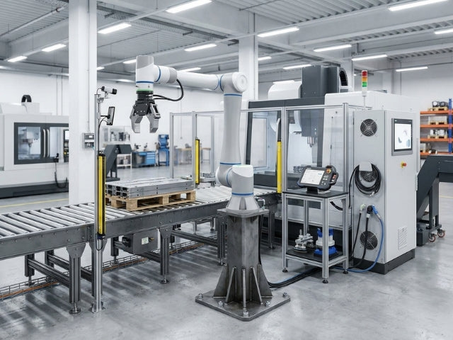DOBOT CR20A Cobot mit Greifer bei der Werkzeug- und Anlagenintegration in einer automatisierten Produktionslinie