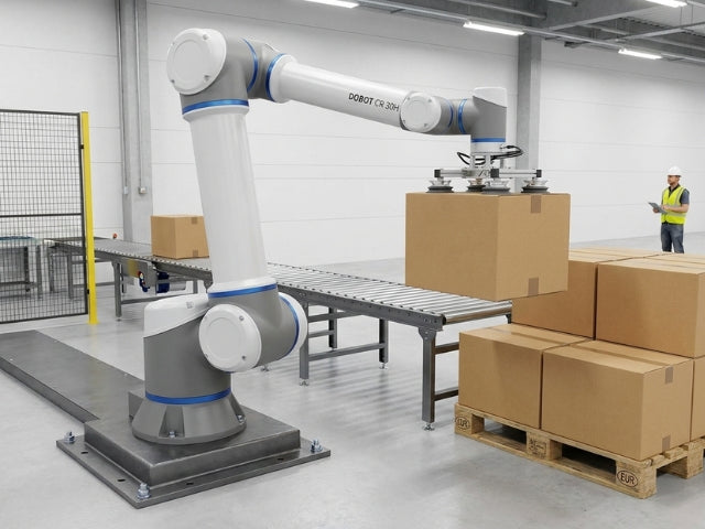 DOBOT CR 30H beim automatisierten Palettieren schwerer Kartons