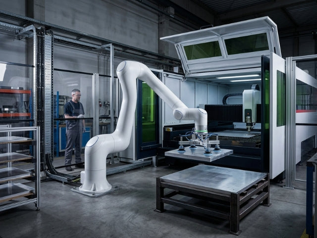 DOBOT CR 30H bei der automatisierten Beschickung einer Laserschneidanlage
