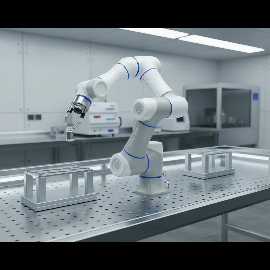 Kompakter Roboterarm DOBOT CR3A im Einsatz zur Automatisierung von Laborprozessen und Probenhandling.