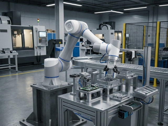 DOBOT CR7A Cobot beim Handhaben eines industriellen Bauteils