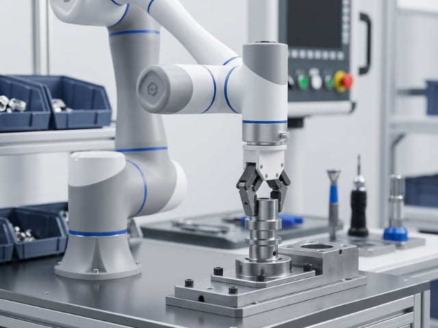 DOBOT CR7A bei der präzisen Positionierung eines Bauteils