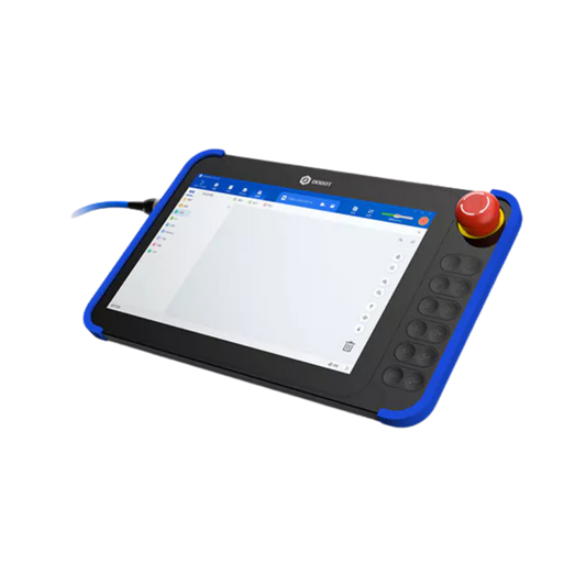 DOBOT CRA Teach Pendant mit Touchscreen, Funktionstasten und Not-Aus-Schalter zur Roboterprogrammierung und Steuerung