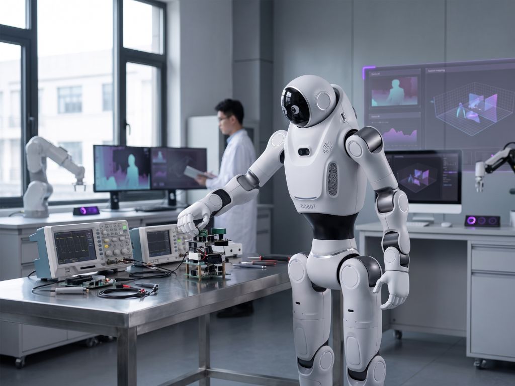 DOBOT LUMO L1 humanoider Roboter auf einer Messe und im Showroom