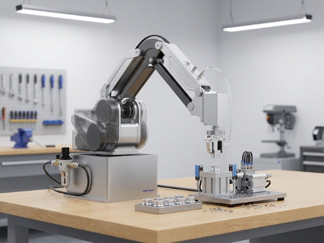 DOBOT MG400 bei der automatisierten Bestückung einer kompakten Produktionsvorrichtung