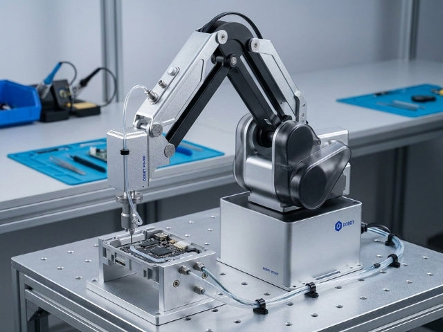 DOBOT MG400 bei der kameragestützten Qualitätsprüfung eines Präzisionsbauteils