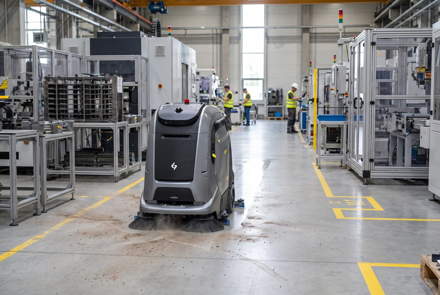 Gausium Marvel reinigt autonom den Boden einer Produktionshalle