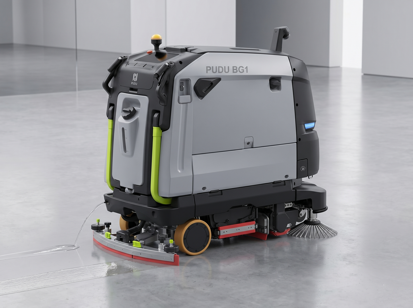 PUDU BG1 Reinigungsroboter in einem Parkhaus