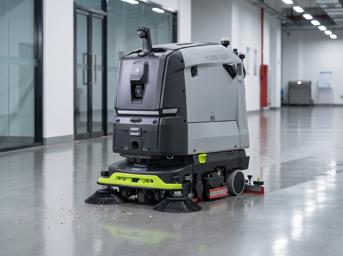 PUDU BG1 Reinigungsroboter in einem öffentlichen Gebäude