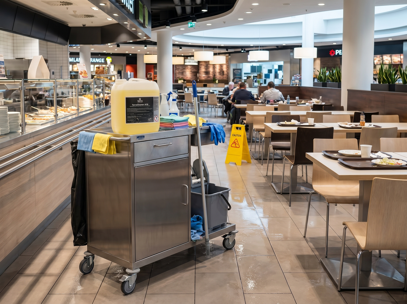 TerraCleaner für Reinigungsroboter in Gastronomie Food Courts und Essbereichen