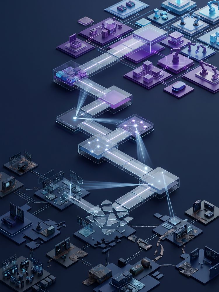 Visualisierung des Weges vom Robotik-Reifegrad zur strukturierten Robotik-Roadmap mit Terra Consulting