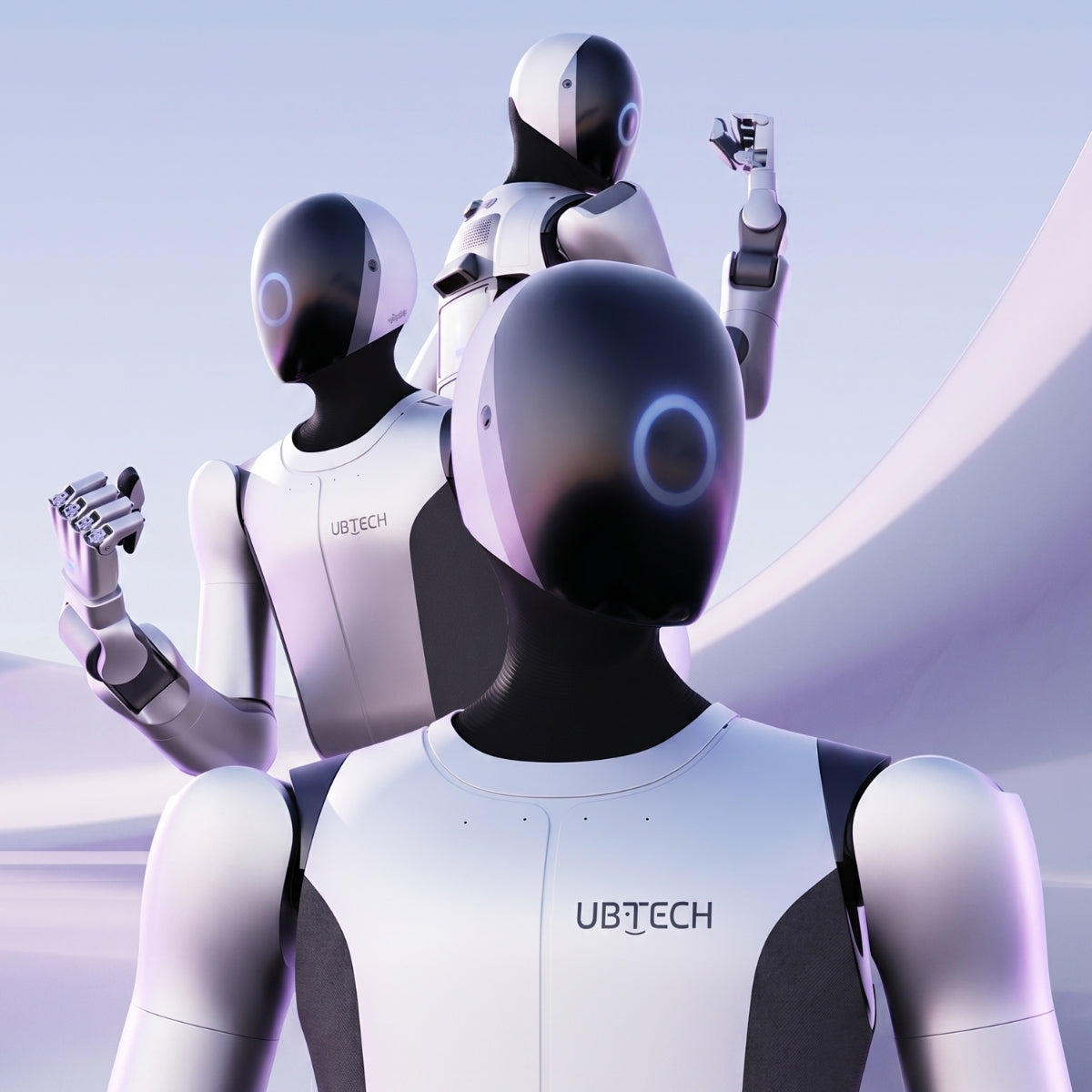UBTECH Walker S2 humanoide Roboter mit subtilen Lila-Akzenten für moderne Robotiklösungen