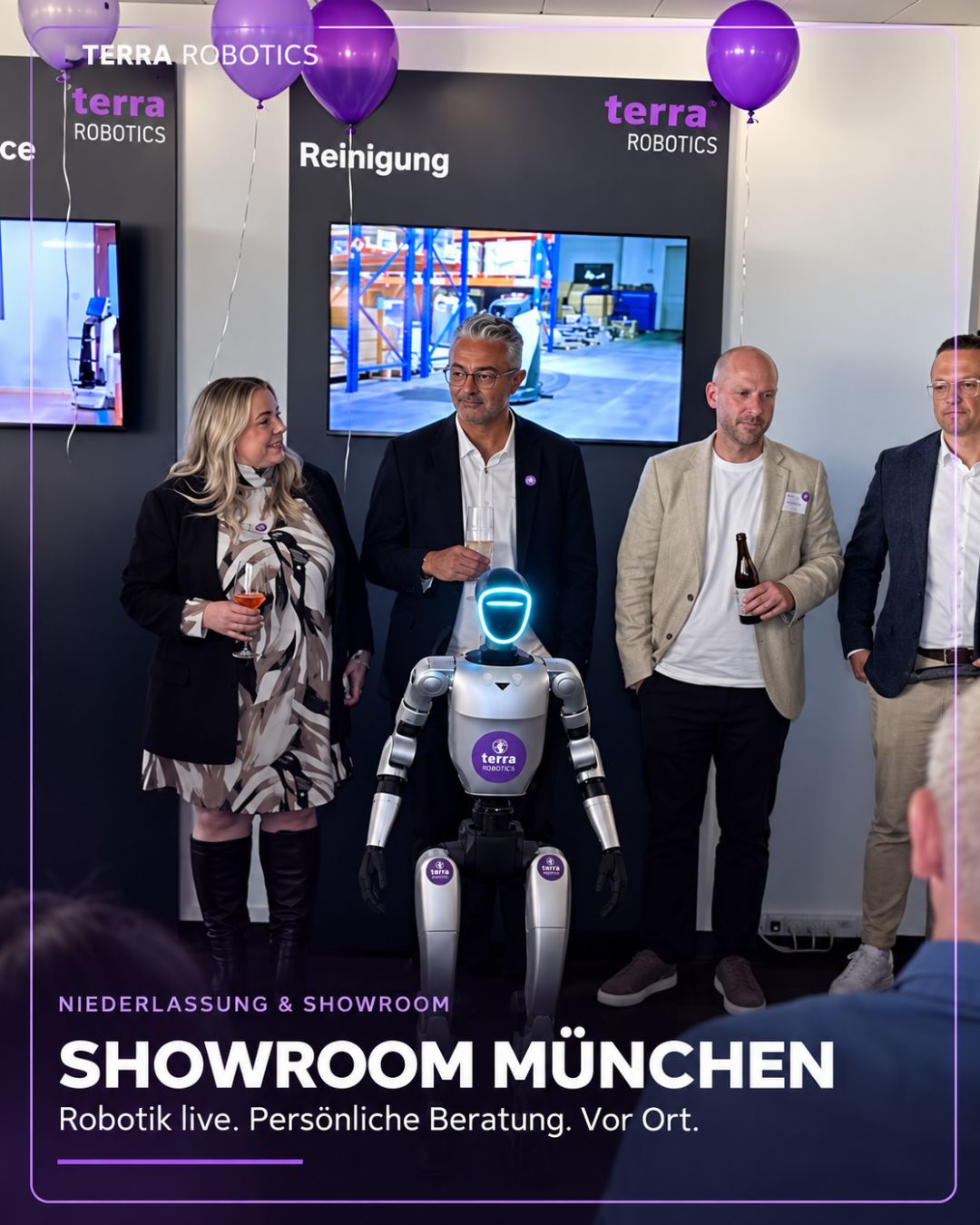 Eröffnung des Terra Robotics Showrooms in Aschheim bei München mit Gästen und humanoider Robotik