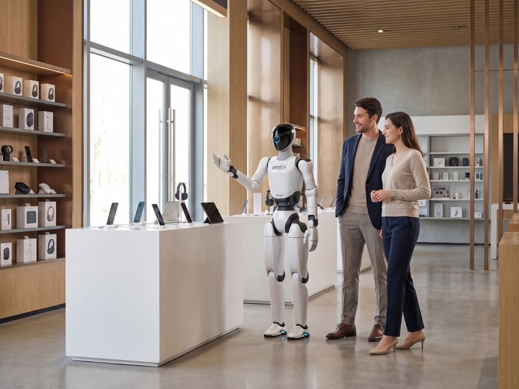 UBTECH Walker C1 bei der Kundenberatung und Orientierung auf einer modernen Verkaufsfläche