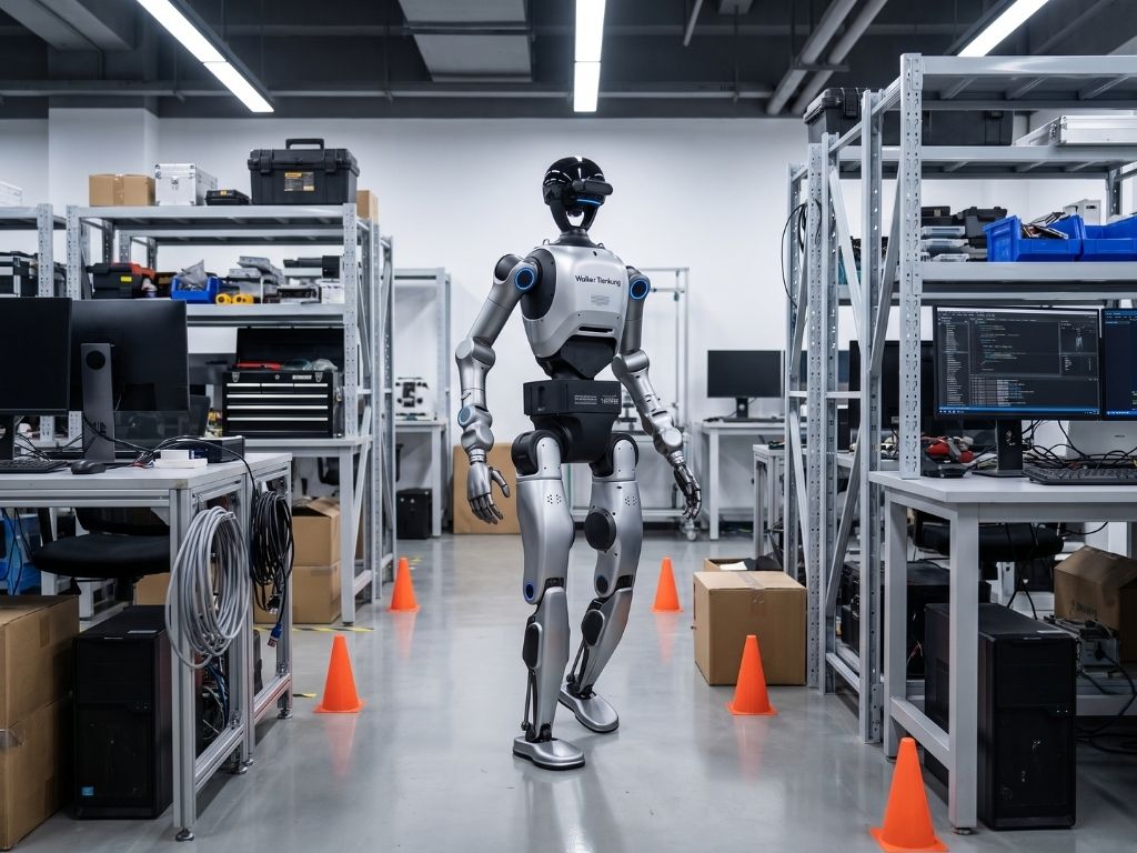 UBTECH Walker Tienkung DEX bei autonomer Wahrnehmung und Navigation in einer realitätsnahen Testumgebung