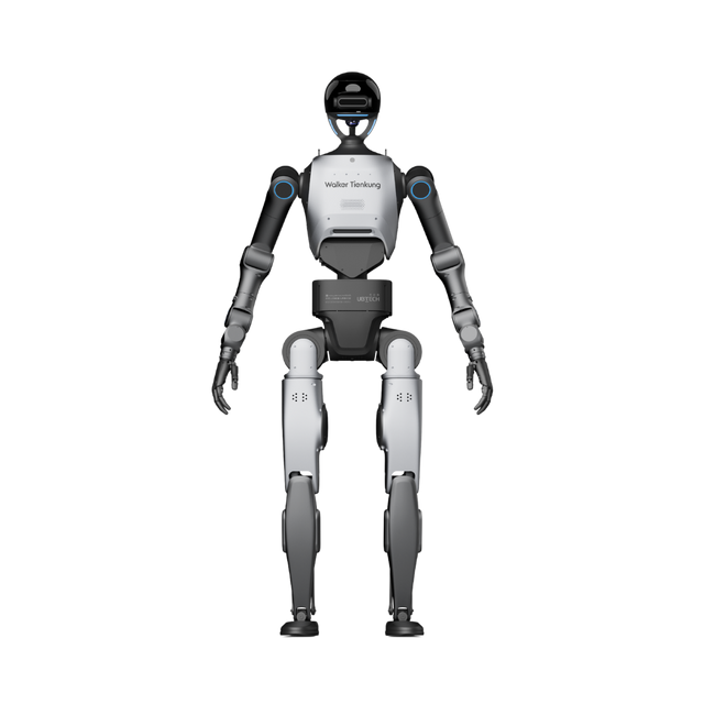 UBTECH Walker Tien Kung humanoider Roboter in gerader Frontansicht auf transparentem Hintergrund