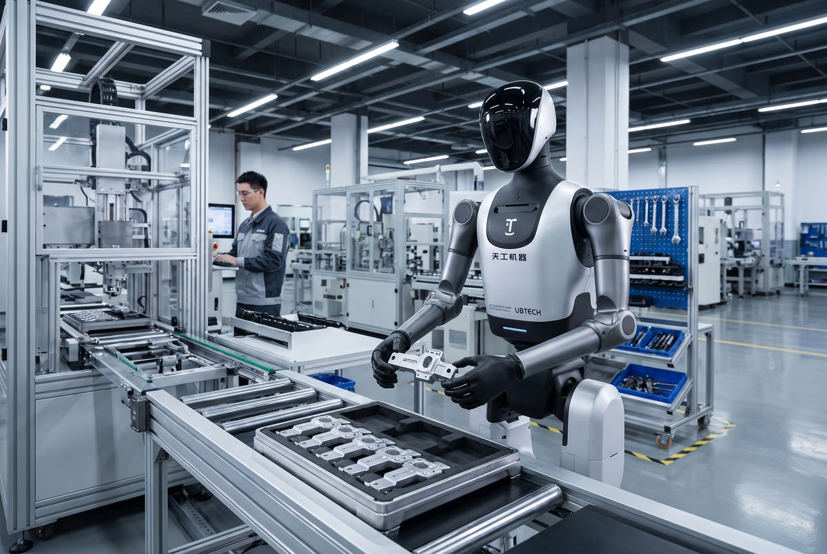 UBTECH Walker Tienkung bei der visuellen Qualitätsprüfung und Unterstützung eines modernen Produktionsprozesses