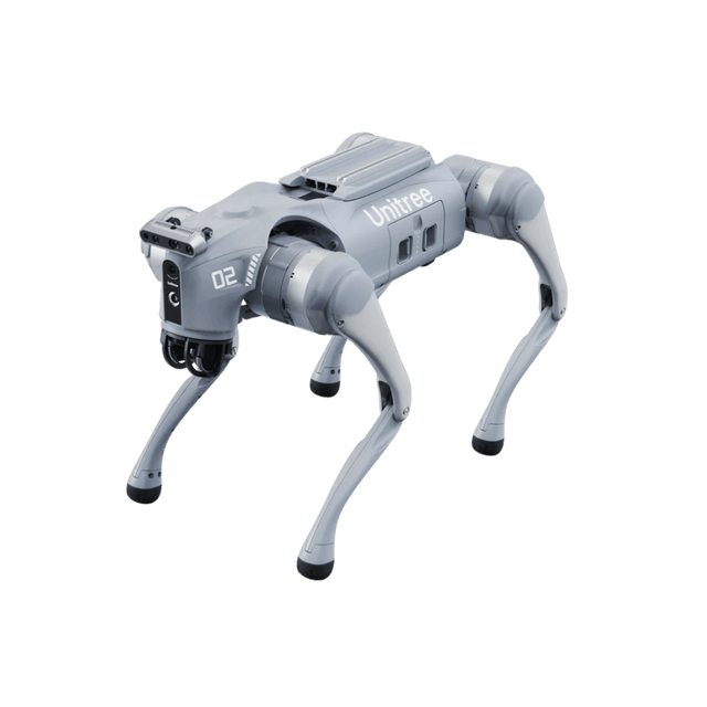 Unitree Go2 Edu Plus vierbeiniger Roboterhund in Schrägansicht für agile Forschung und Inspektionsaufgaben