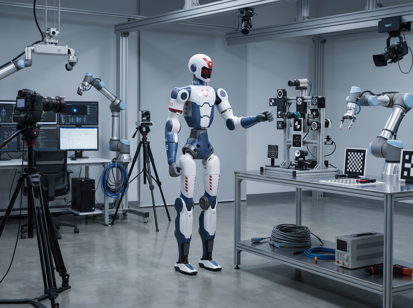 Unitree R1 EDU in einem Forschungslabor für humanoide Robotik, KI-Entwicklung und Bewegungsforschung